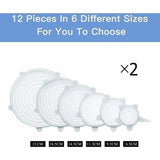 12 Pcs Silicone Stretch Lids, Silicone Lids, Stretch Lids, Silicone Stretch Lids in Different, Healthy Stretch Lid Fresh Food for Bowl, Sizes - Front View