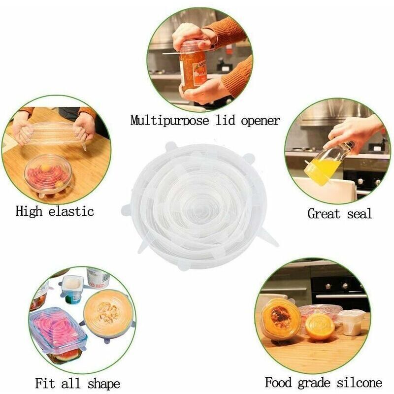 12 Pcs Silicone Stretch Lids, Silicone Lids, Stretch Lids, Silicone Stretch Lids in Different, Healthy Stretch Lid Fresh Food for Bowl, Sizes