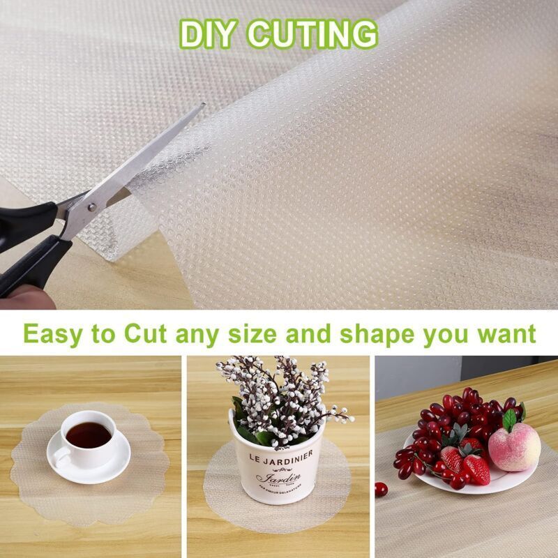 Non-Slip Drawer Liner, Non-Adhesive Eva Drawer Mat, Waterproof Transparent Fridge Mat Can Be Cut to Size for Kitchen Cupboard Shelf Drawer Protection
