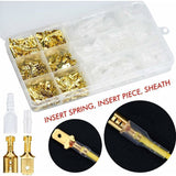 600 Pcs Brass Crimp Terminals, Electrical Lug with Insulated Sleeve Male Female Spade Wire Connectors Crimp Terminal, 2.8 mm, 4.8 mm, 6.3 mm