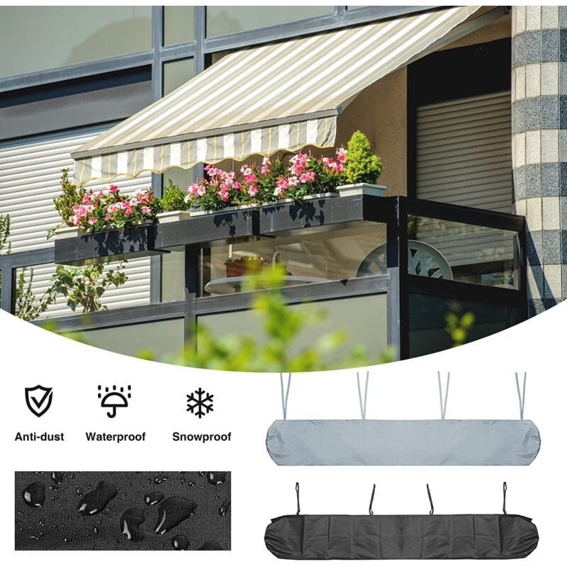 Protective Bag for Awning, Dustproof Protective Cover for Patio Awning, Black Storage Cover for Patio Awning, Waterproof Winter Protection, 3 m