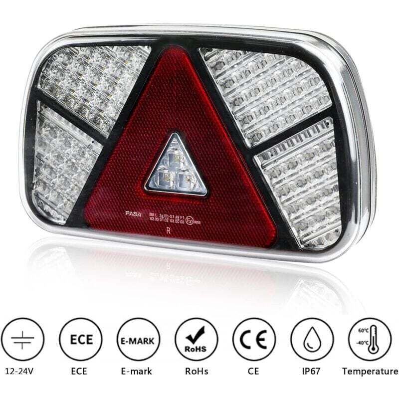 12V 24V Waterproof Trailer Rear Light Kit with Turn Signal Brake Reverse Fog Reflector