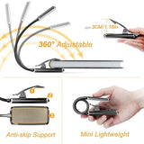 Rechargeable Reading Light, 9 LED Clip-on Reading Lamp, Stepless Dimming and 3 Eye Protection Modes, Cold and Warm White, 360 Degree Flexible Neck - Side View