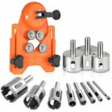 11 Pcs Diamond Hole Saw, Adjustable Hole Punch Locator Tile Hole Saw with Diamond Coated Drill Bits Hole Saw with Suction Cup Base for Ceramic Glass