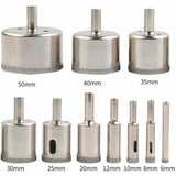 11 Pcs Diamond Hole Saw, Adjustable Hole Punch Locator Tile Hole Saw with Diamond Coated Drill Bits Hole Saw with Suction Cup Base for Ceramic Glass - Side View