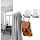 4 Pcs Adhesive Hooks, 8KG Max Stainless Steel Bathroom Wall Hooks, Towel Holder with Adhesive Tape, Family and Office, Self-Adhesive, 1 - Top-Down View