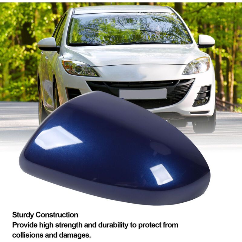 Replacement Rearview Mirror Cover Compatible with Mazda 2007-2014 Dark Blue Left