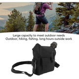 Outdoor Water Bottle Large Capacity Portable Flat Camping Water Bottle with Waist Bag for Outdoor Sports Hiking Black, 1.5 L - Top-Down View