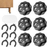 6 Pack Ball Caster Wheels, 360 Degree Swivel Steel Ball Bearings With Brakes, For Moving Furniture Cabinets And Appliances, Black, 4.8 x 4.8 cm