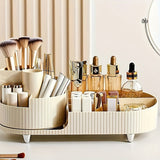 Rotating Makeup Organizer With Drawers, 360 Degree Cosmetic And Skincare Storage Box For Vanity Or Bathroom Counter, White