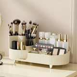 Rotating Makeup Organizer With Drawers, 360 Degree Cosmetic And Skincare Storage Box For Vanity Or Bathroom Counter, White