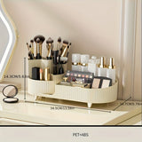 Rotating Makeup Organizer With Drawers, 360 Degree Cosmetic And Skincare Storage Box For Vanity Or Bathroom Counter, White - Top-Down View