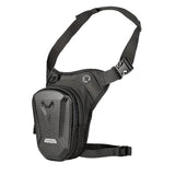Motorcycle Leg Bag Thigh Waist Pack, Hard EVA Shell Large Capacity With Reflective Strip And Earphone Port For Riding Travel, Black, 14.5 x 8 x 20 cm