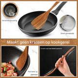 9 Piece Wooden Cooking Utensil Set, Heat Resistant Non Scratch Spoons And Spatulas With Holder, For Nonstick Cookware Kitchen, Yellow Brown