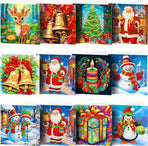 12 Pack Christmas Diamond Painting Cards Kit With Round Drills And Envelopes, Complete DIY Craft Set For