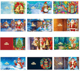 12 Pack Christmas Diamond Painting Cards Kit With Round Drills And Envelopes, Complete DIY Craft Set For Holiday Greetings, 15 x 15 cm