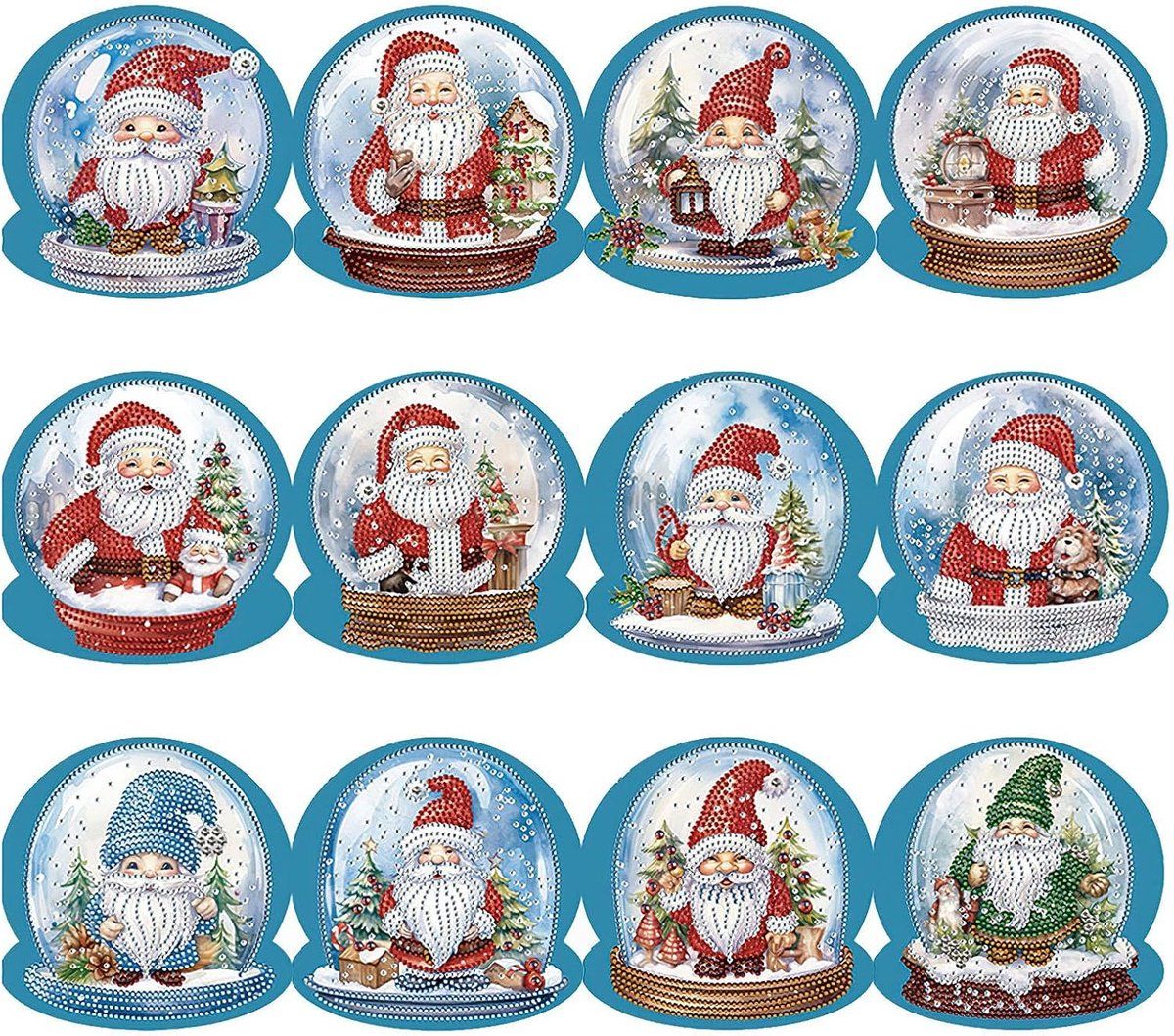 6 Pack Christmas Diamond Painting Cards Kit, DIY Greeting Cards With Envelopes, Round Drill Rhinestone Craft Set For Kids And Adults, Winter Animals