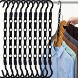 5 Pack Space Saving Clothes Hangers, Heavy Duty Plastic Multi Hole Closet Organizer, For Coats Shirts Pants Dresses, Black