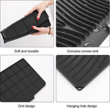 Silicone Dish Drying Mat With Built In Drain, Non Slip Heat Resistant Drainer For Kitchen Countertop, Black, 40 x 33 cm - Top-Down View
