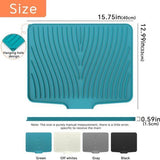 Silicone Dish Drying Mat, Heat Resistant Non Slip Ribbed Draining Pad For Kitchen Sink Countertop, Green, 40 x 33 cm
