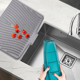 Silicone Dish Drying Mat, Heat Resistant Non Slip Ribbed Draining Pad For Kitchen Sink Countertop, Green, 40 x 33 cm