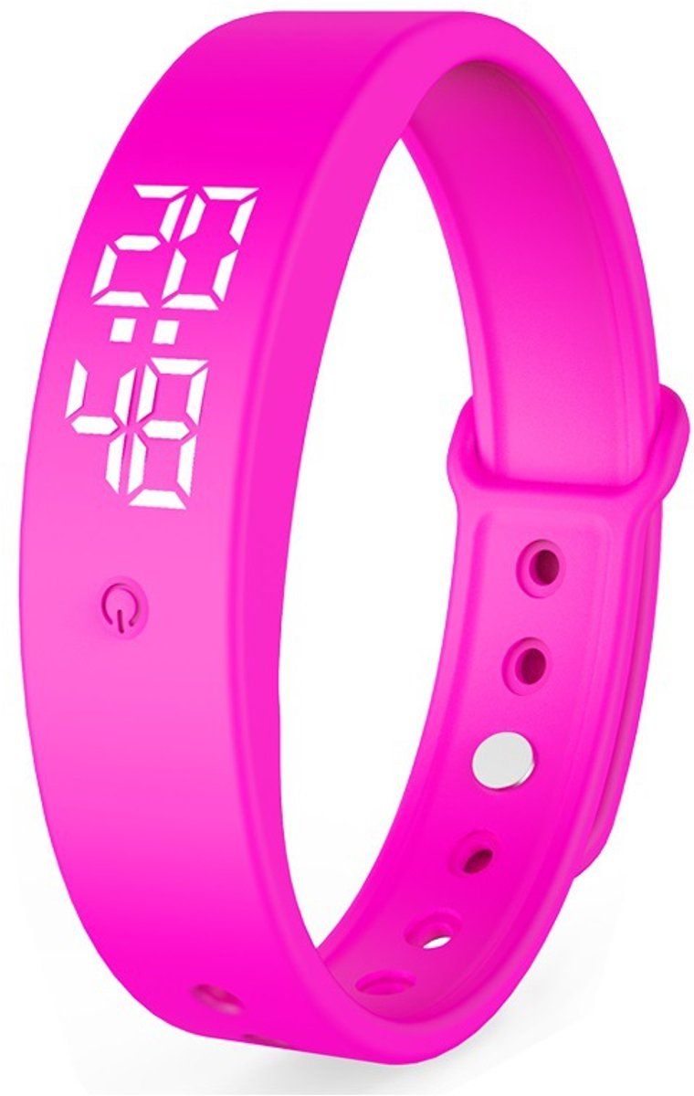 Vibrating Alarm Watch Bracelet With 10 Silent Reminders LED Time Date Temperature For Kids And Adults School Office Pink