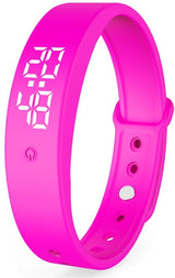 Vibrating Alarm Watch Bracelet With 10 Silent Reminders LED Time Date Temperature For Kids And Adults School Office Pink