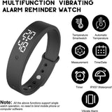 Vibrating Alarm Watch Wristband With 10 Silent Reminders, LED Display And Silicone Strap, For Kids And Adults At School Office, Green, 240 mm - Side View