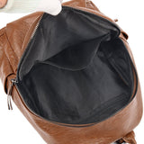 Womens Anti Theft Backpack, Waterproof Soft PU Leather Travel Daypack With Hidden Back Pocket For Commuting And Trips, Brown, 26 x 31 x 11 cm - Side View