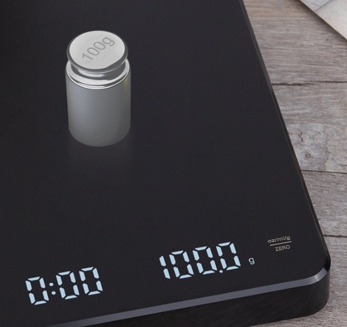 Digital Kitchen Scale With Timer, USB Type C Rechargeable Touch Control, High Precision Capacity For Coffee And Baking, Black, 0.1 g, 3 kg
