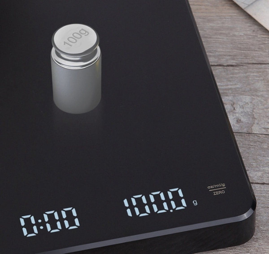 Digital Kitchen Scale With Timer, USB Type C Rechargeable Touch Control, High Precision Capacity For Coffee And Baking, Black, 0.1 g, 3 kg