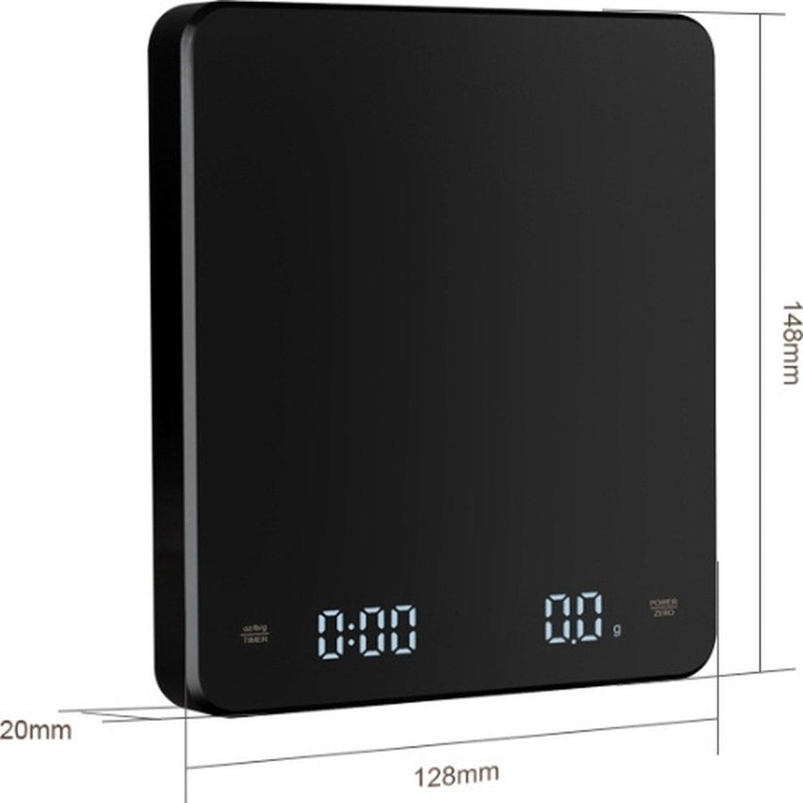 Digital Kitchen Scale With Timer, USB Type C Rechargeable Touch Control, High Precision Capacity For Coffee And Baking, Black, 0.1 g, 3 kg