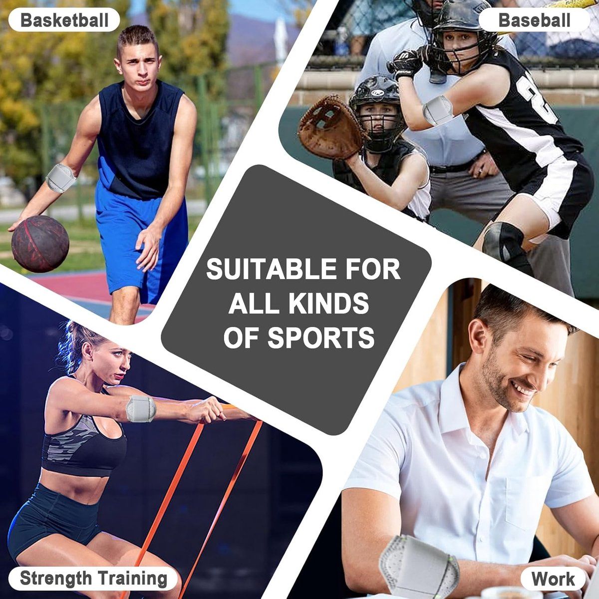 2 Pack Tennis Elbow Brace Adjustable Compression Strap With 3D Pad For Golfers And Tennis Players, Gray One Size