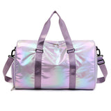 Womens Sports Gym Duffle Bag With Shoe Compartment And Wet Dry Pocket, Polyester Travel Weekend Bag For Fitness Swimming, Purple, 48 x 26 x 39 cm
