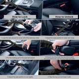 Car Steering Wheel Lock With Seat Belt Anchor, Cut Resistant Steel Cable, Anti Theft Security, Black, 3 Keys, 72 cm