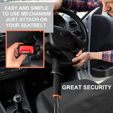 Car Steering Wheel Lock With Seat Belt Anchor, Cut Resistant Steel Cable, Anti Theft Security, Black, 3 Keys, 72 cm