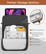 Laptop Sleeve Bag With Water Resistant Oxford Fabric, Extra Pockets And Shoulder Strap, For Tablet Laptop Travel And Commute, Black Gray, 9 to 11 in - Front View