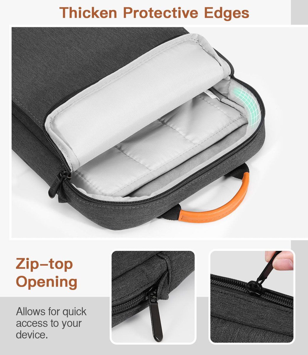 Laptop Sleeve Bag With Water Resistant Oxford Fabric, Extra Pockets And Shoulder Strap, For Tablet Laptop Travel And Commute, Black Gray, 9 to 11 in