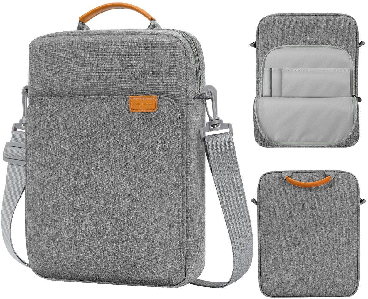 Laptop Sleeve Bag With Water Resistant Oxford Fabric, Extra Pockets, Shoulder Strap For Travel Work School, Light Gray, 9 to 11 in