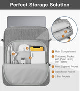 Laptop Sleeve Bag With Water Resistant Oxford Fabric, Extra Pockets, Shoulder Strap For Travel Work School, Light Gray, 9 to 11 in - 45-Degree Angle