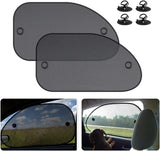 2 Pack Car Window Sun Shades, Suction Cup UV Blocking Mesh Visor For Babies Kids And Pets, Black, 66 x 38 cm