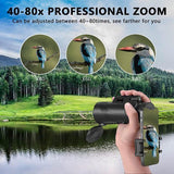 HD Monocular Telescope With BAK4 Prism, Phone Holder And Tripod, Black, 80 x 100, 165 x 53 mm - Side View