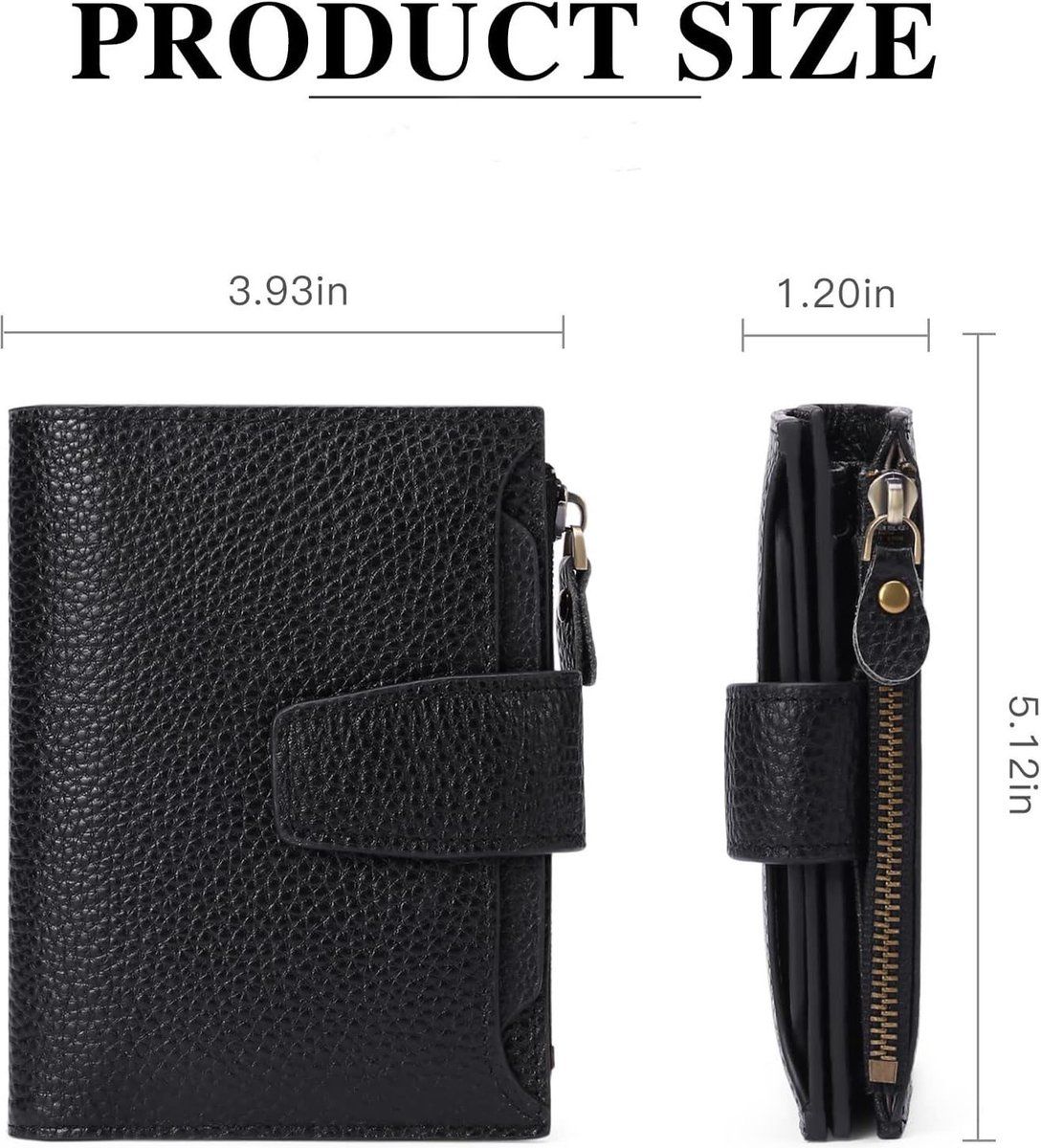 Womens RFID Blocking Leather Wallet Compact Card Holder With Zipper Coin Pocket For Travel And Daily Use Black