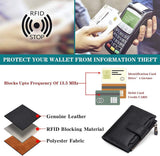 Womens RFID Blocking Leather Wallet Compact Card Holder With Zipper Coin Pocket For Travel And Daily Use Black