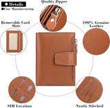 Womens Genuine Leather RFID Blocking Wallet, Compact Card Holder With Zipper Coin Pocket, For Travel And Everyday Use, Caramel Brown, 5.12 x 3.93 in - Side View