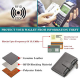 Womens Genuine Leather RFID Blocking Wallet, Compact Card Holder With Zipper Coin Pocket And ID Windows, For Purse Or Pocket, Dark Gray - Front View