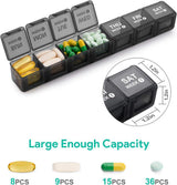 Monthly Pill Organizer 28 Day 4 Week Large Capacity BPA Free PP Plastic Travel Pill Box With Dustproof Container, Black