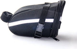 Bike Saddle Bag Waterproof Polyester Large Capacity With Reflective Strips For MTB And Road Cycling, Black, 15 x 11 x 8 cm