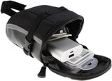 Bike Saddle Bag Waterproof Polyester Large Capacity With Reflective Strips For MTB And Road Cycling, Black, 15 x 11 x 8 cm - Front View