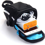 Bike Saddle Bag Waterproof Polyester Large Capacity With Reflective Strips For MTB And Road Cycling, Black, 15 x 11 x 8 cm